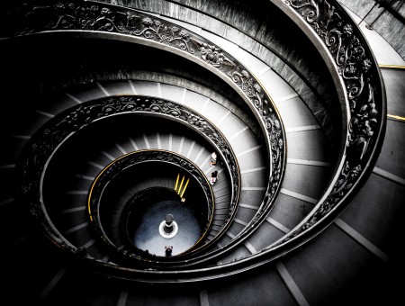 Black Spiral Stairs At Night
