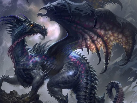 Blue and purple dragon illustration
