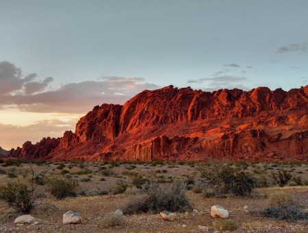 Red mountains and desert