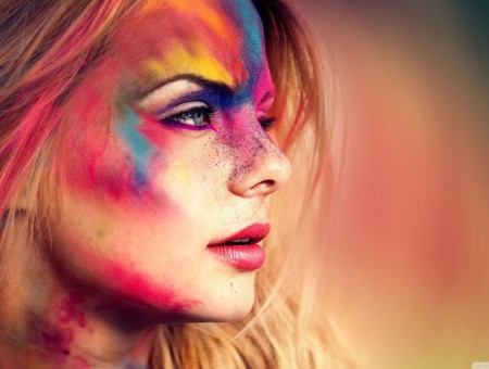 Girl with colored face