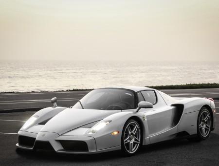 White sports Ferrari