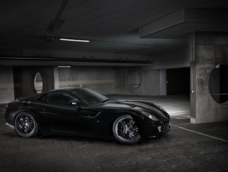 Black Ferrari on Parking place