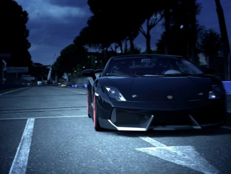 Black Lamborghini on road