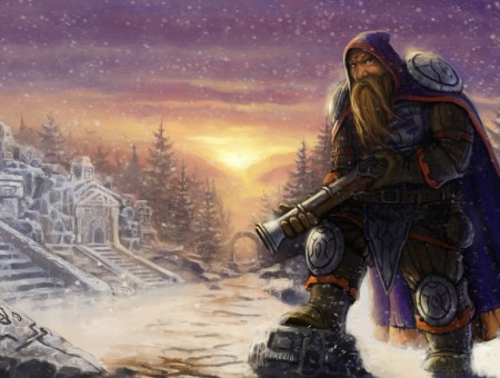 Art Fantasy Dwarf with weapons