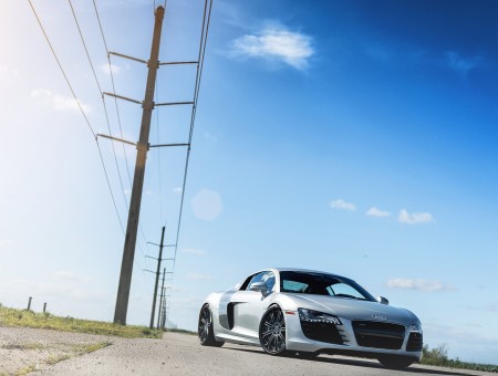 Silver Audi R8 on road