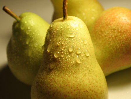 Drops of water on pears