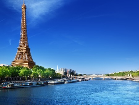 The Eiffel Tower and the River Seine