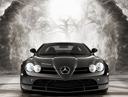 Black Mercedes Benz SL-class and gray tone