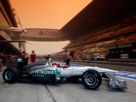 Formula 1 car on the racetrack
