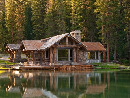 Cute house on lake