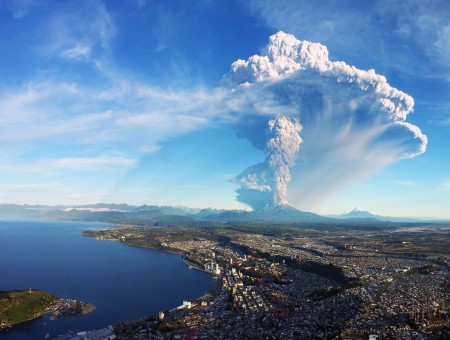 Volcano and city
