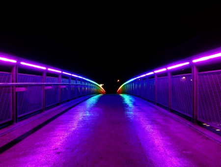 Rainbow neon bridge