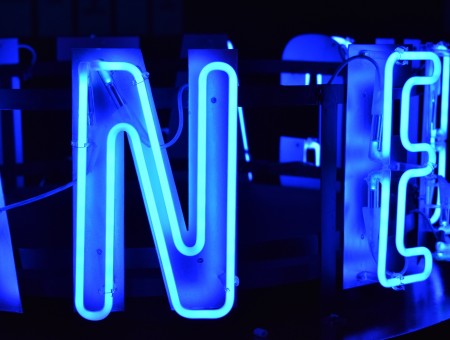 Neon letter blue