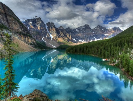 Perfect blue mountains lake