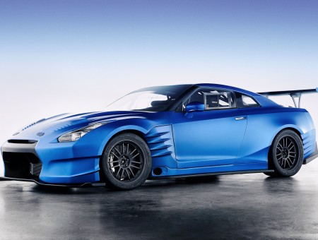 Blue tunned Nissan GT-R
