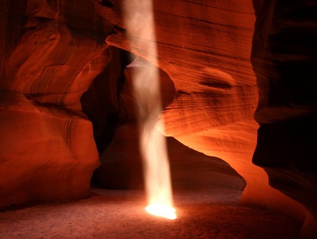 Ray of sun in desert cave
