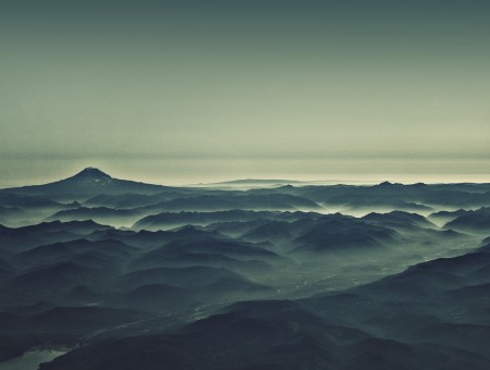 Fog grey mountains