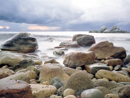 Sea stones on beach
