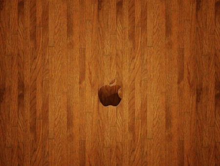 apple logo on wood