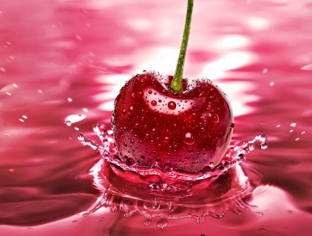 cherry in pink water