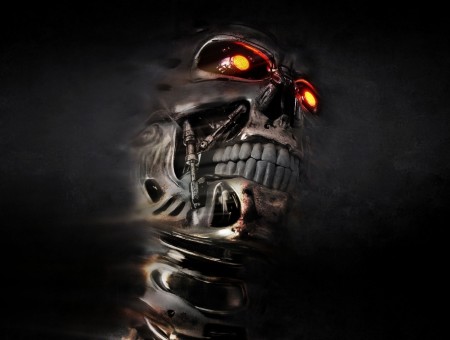 terminator skull on black background