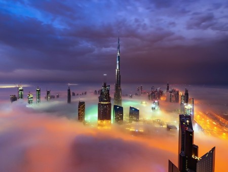 huge fog aobve light city