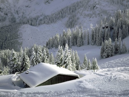 Snow house in mountains
