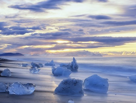 Ice stones on coast