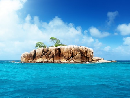 Stone island in sea