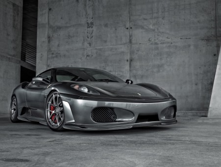 Grey Ferrari in garage