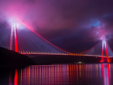 Light bridge and purple sky