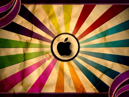 Apple logo and rainbow lines
