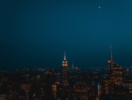 Night skyscrapers in city