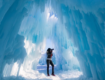Photograph in ice wall