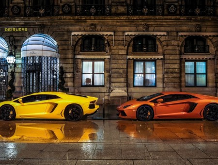 Lamborghinies Aventadors on London street