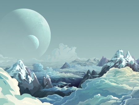 Art snow mountains planet