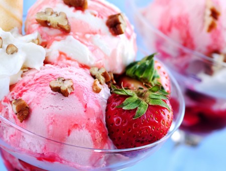 Ice cream and strawberries