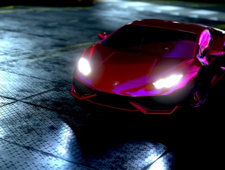 Lamborghini Huracan in neon light 