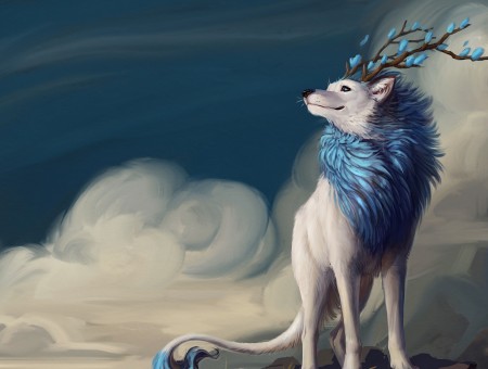 Mythical flowers wolf