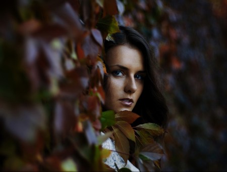 Girl in autumn leaves