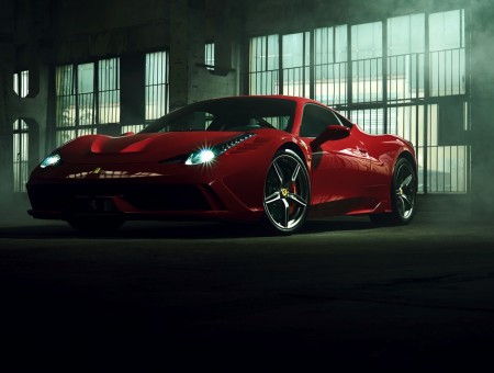 Red Ferrari 458 in garage