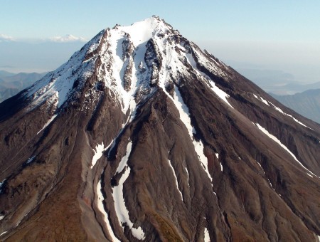 Kamchatka volcano in snow